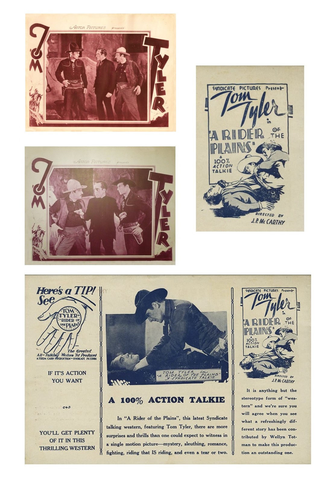 A Rider of the Plains lobby card movie herald