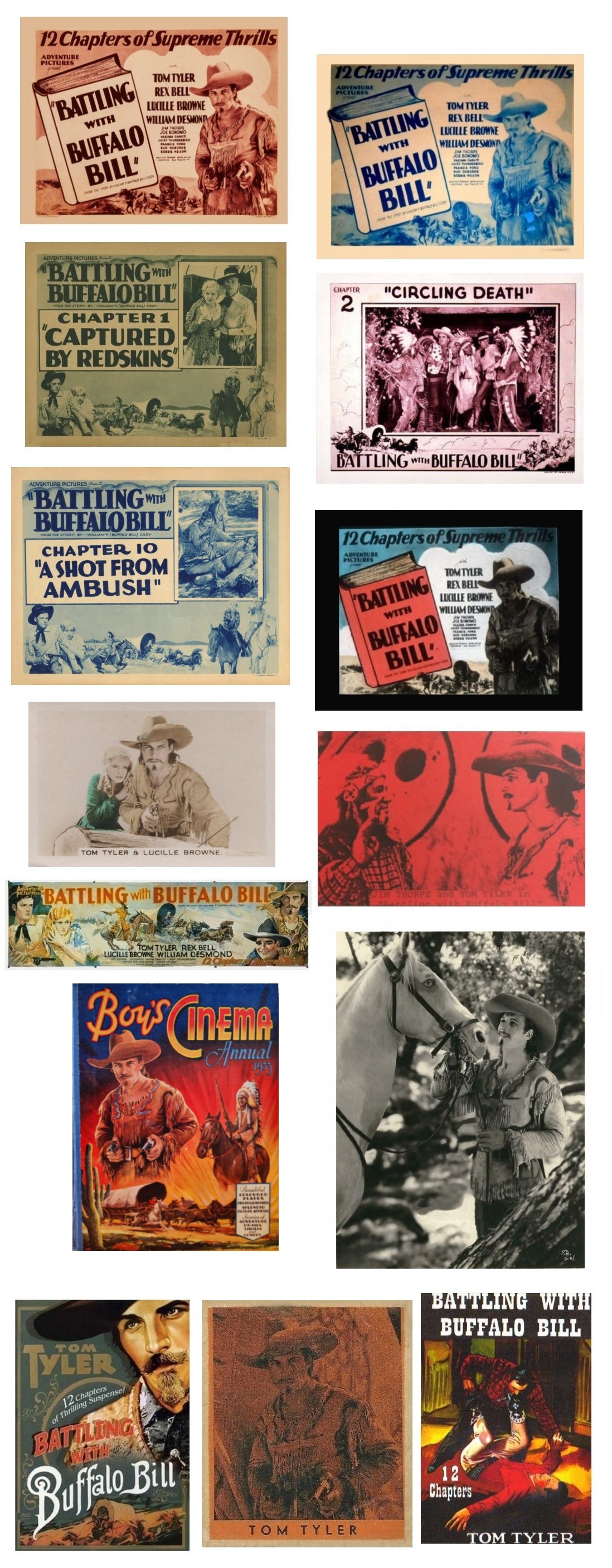 Battling with Buffalo Bill lobby cards lantern slide one sheets banner arcade card