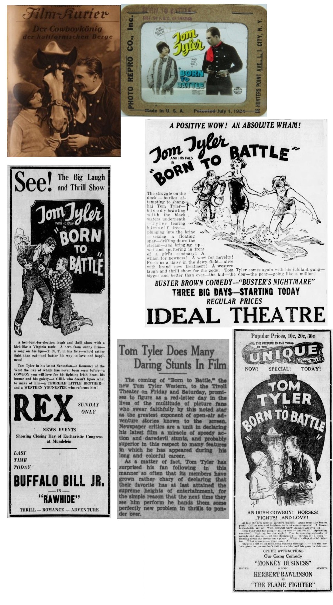 Born to Battle 1926 German film booklet lantern slide and cinema ads