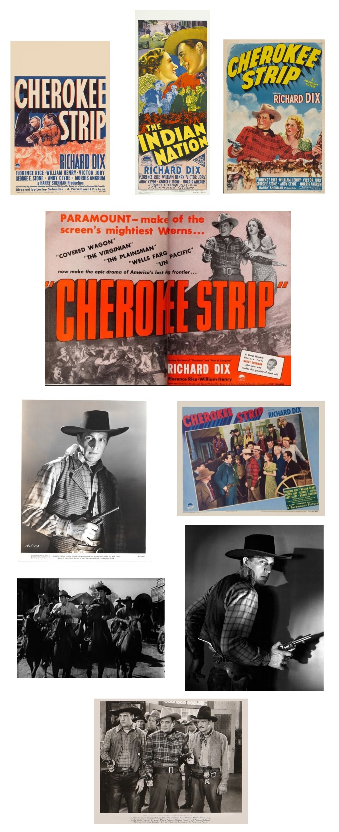 Cherokee Strip window card one sheet Australia daybill two-page ad lobby card film stills screencap