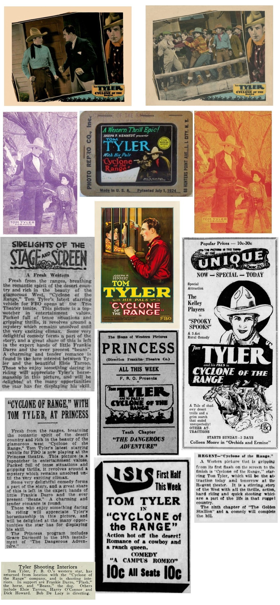 Cyclone of the Range arcade cards one sheet lantern slide film reviews cinema ads