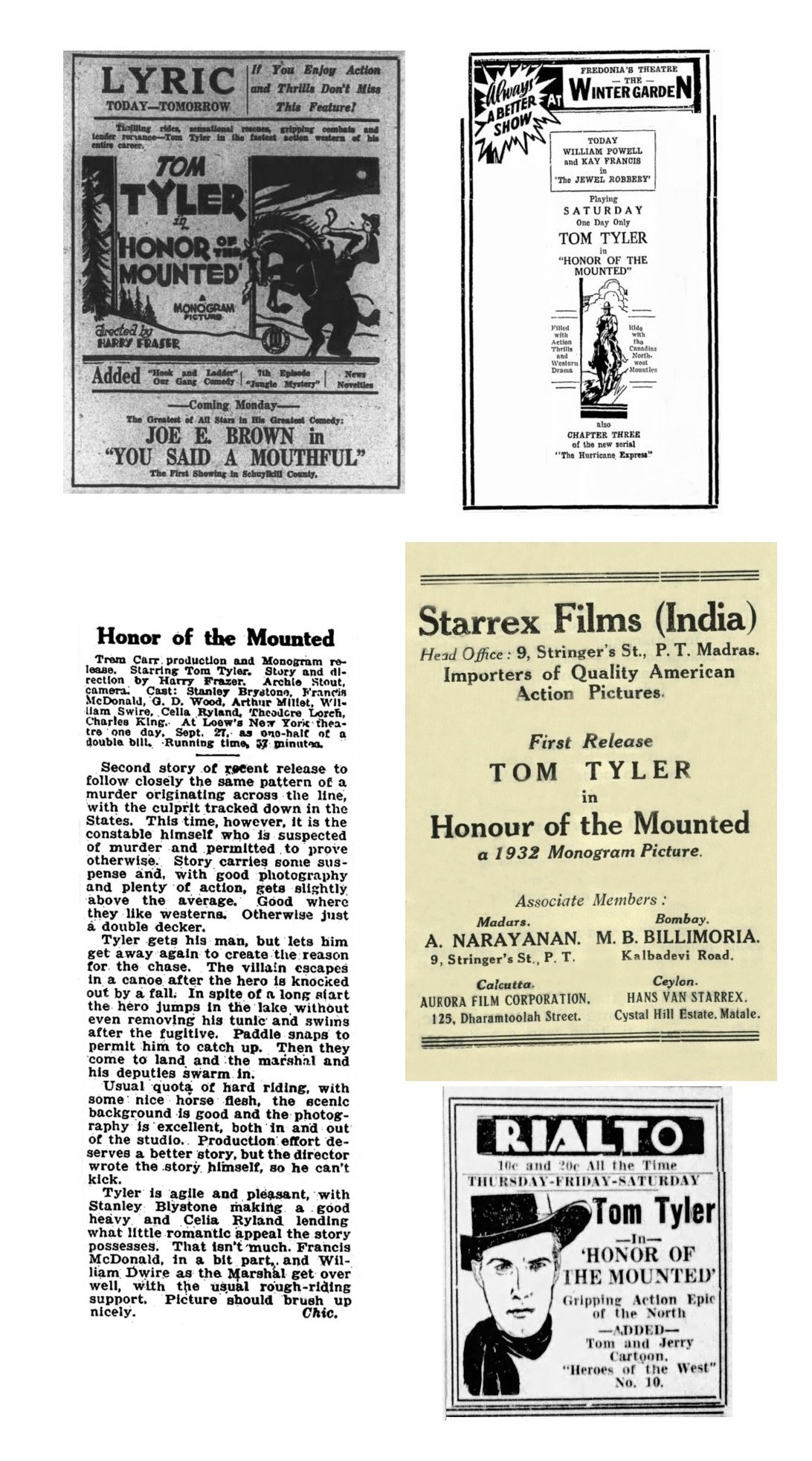 Honor of the Mounted cinema ads