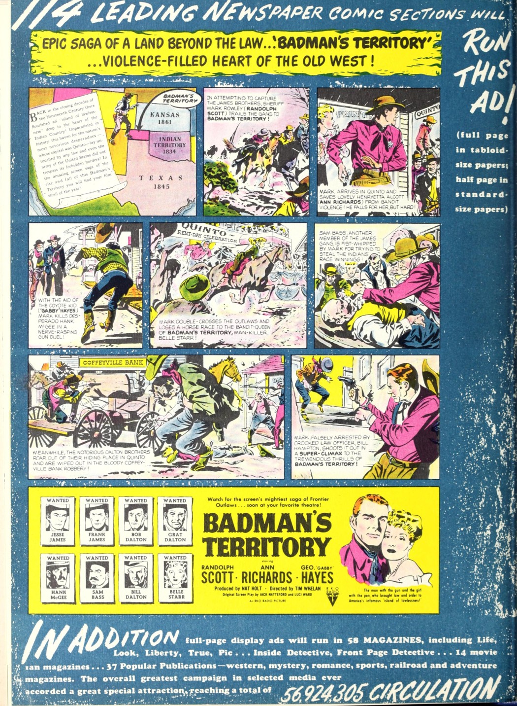 Badman's Territory one page comics advertisement