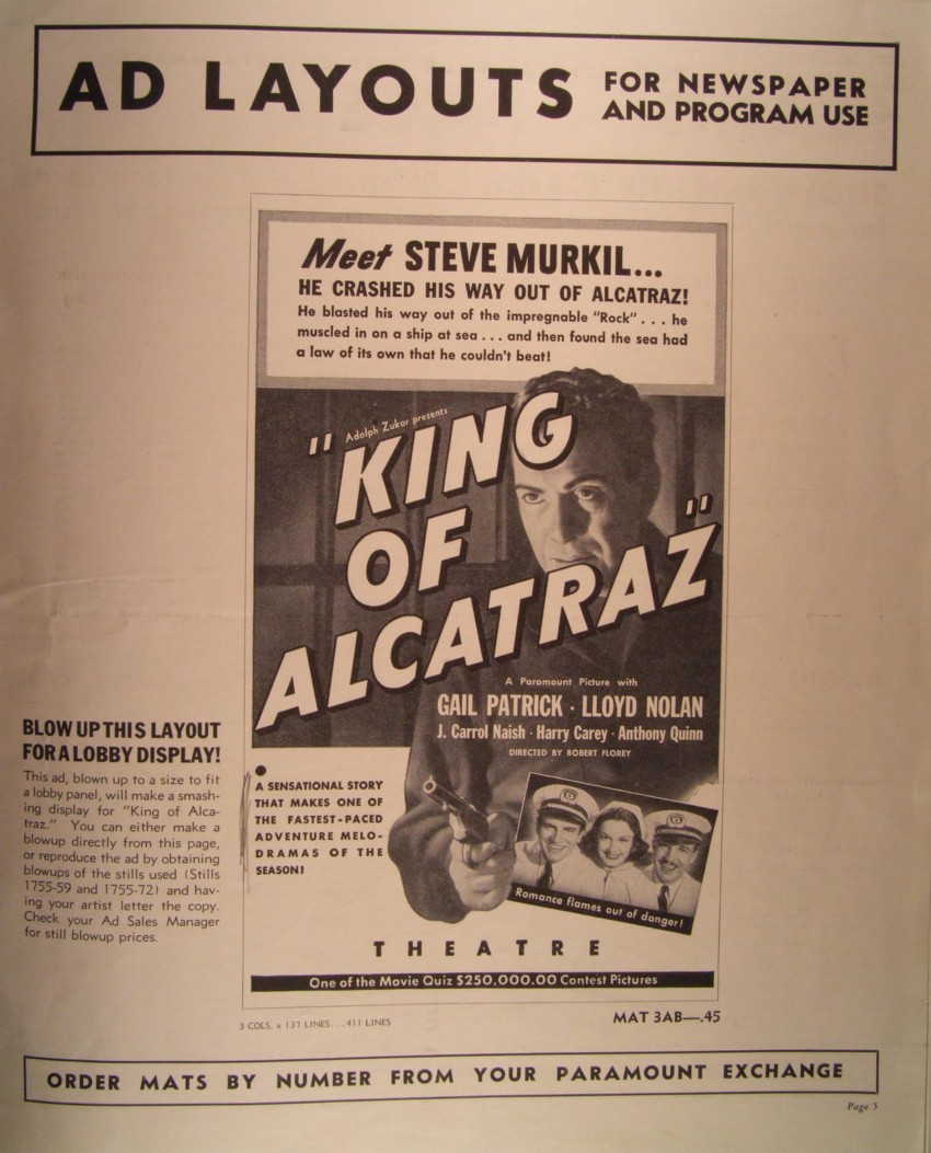 King of Alcatraz pressbook