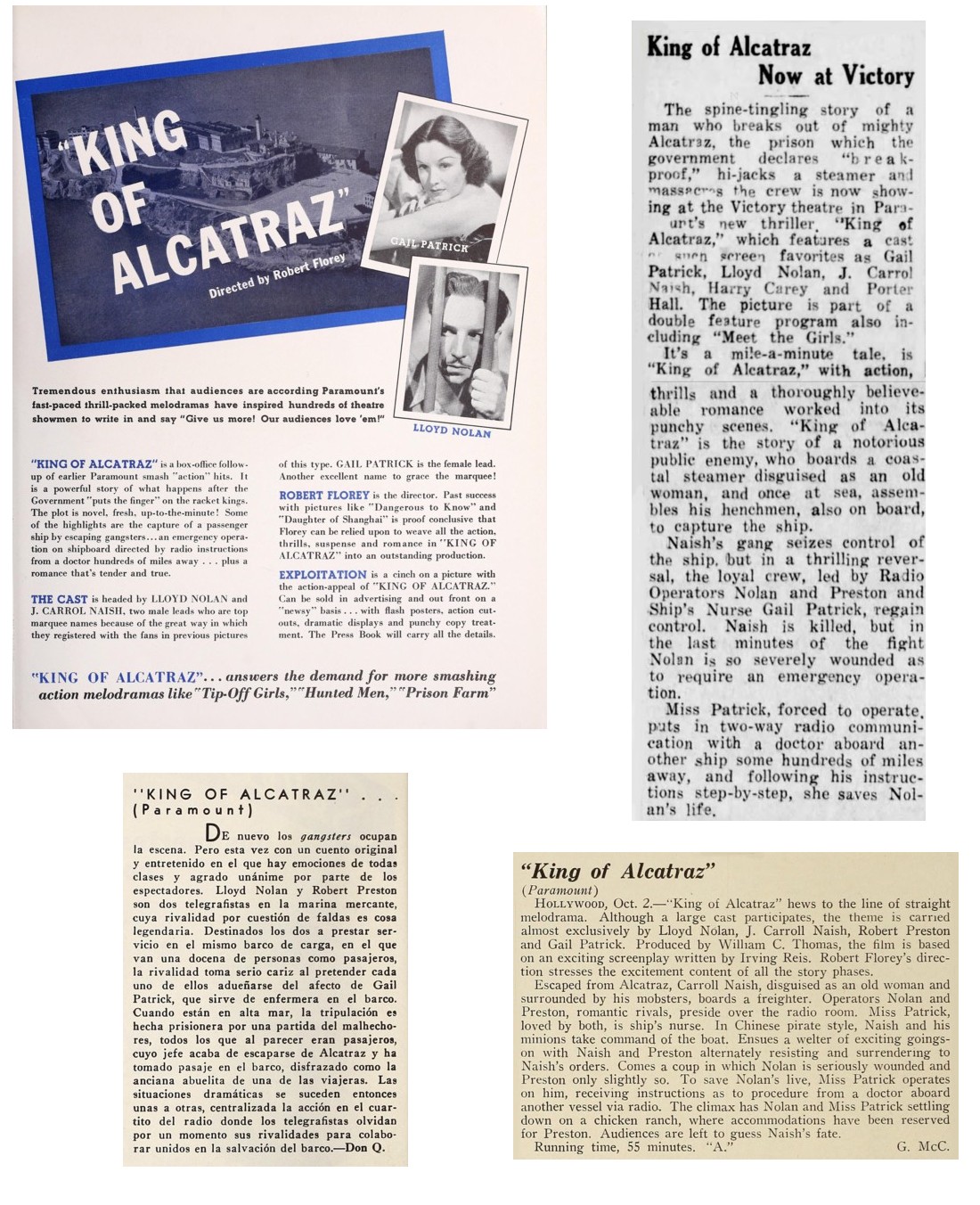 King of Alcatraz film reviews one page ad
