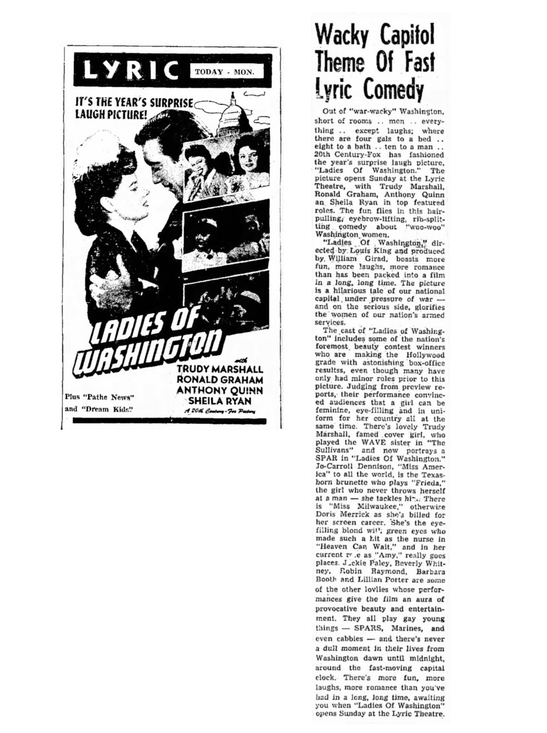 Ladies of Washington film review cinema ad