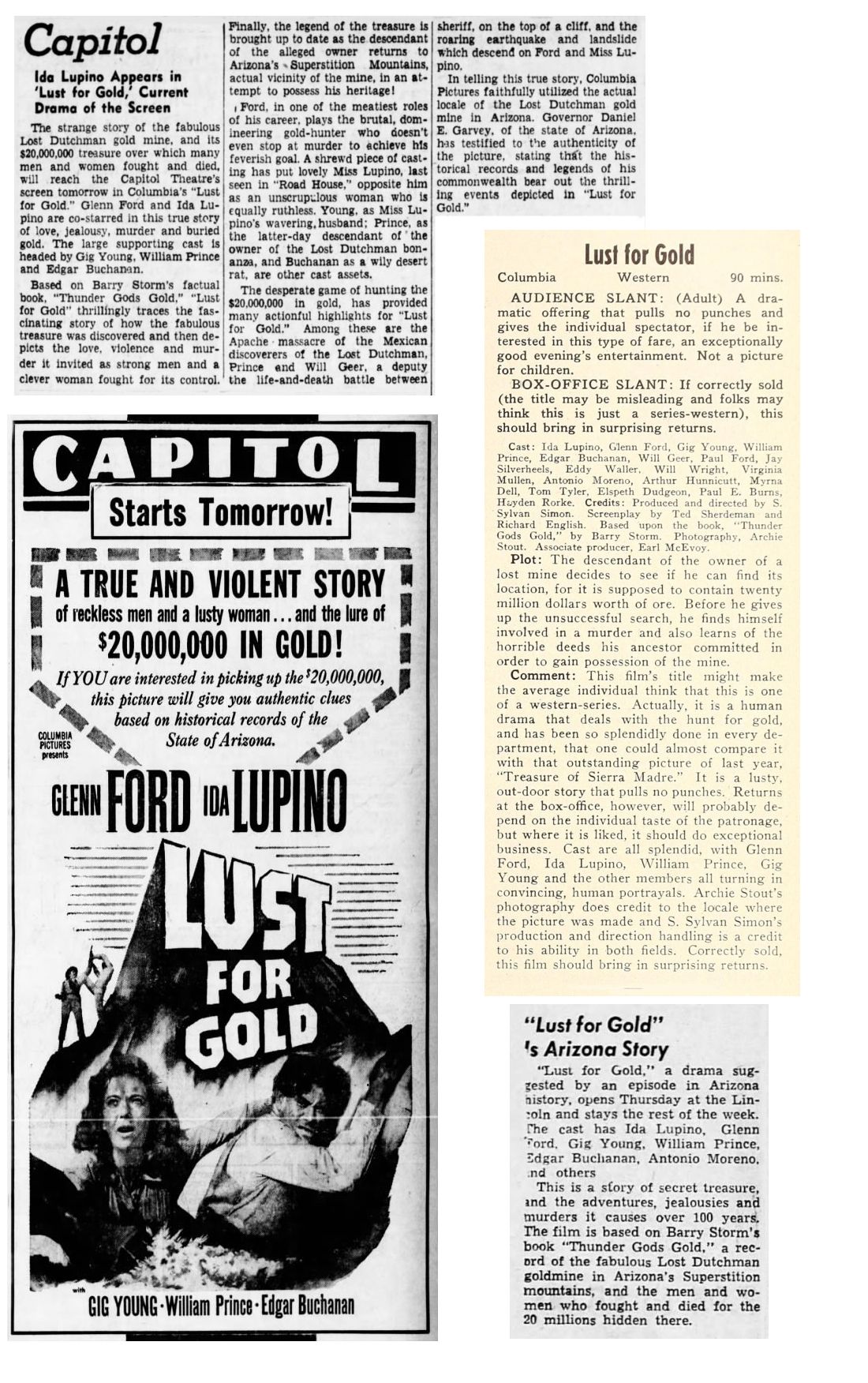 Lust for Gold film reviews cinema ad