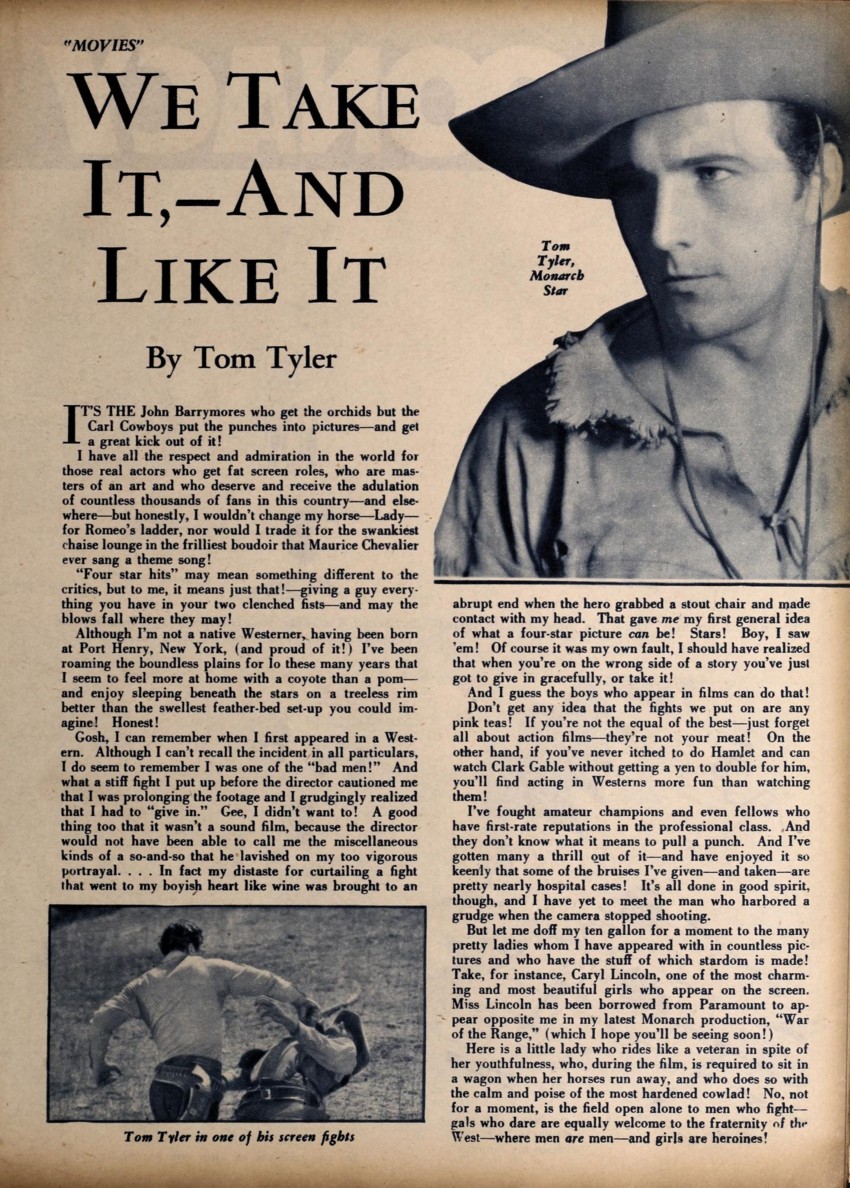 Movies November 1933 We take it and like it by Tom Tyler