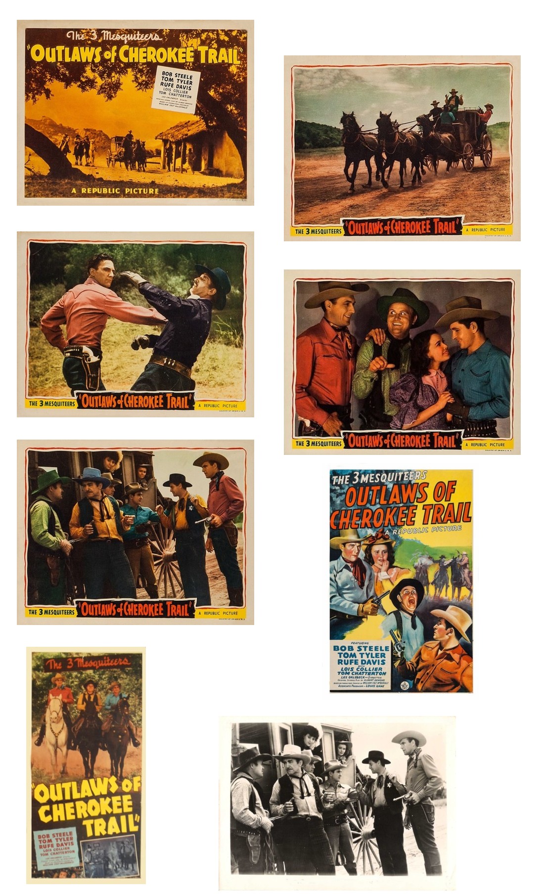 Outlaws of Cherokee Trail one sheet insert lobby cards film still