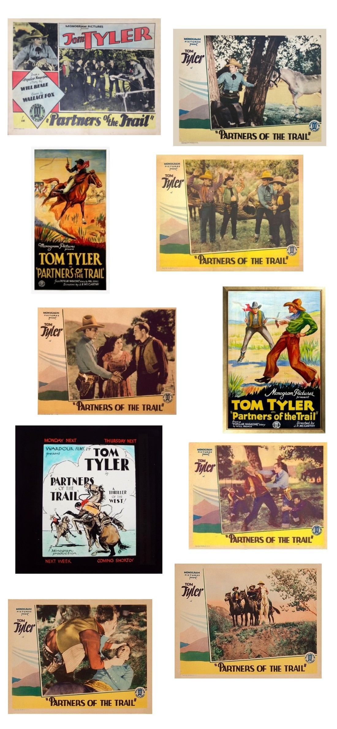 Partners of the Trail one sheets lantern slide lobby cards