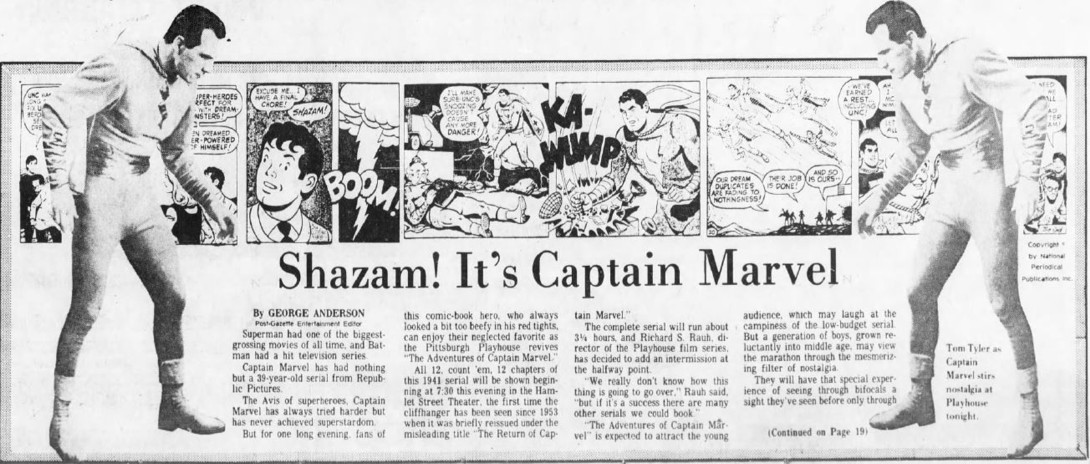 Adventures of Captain Marvel Shazam article