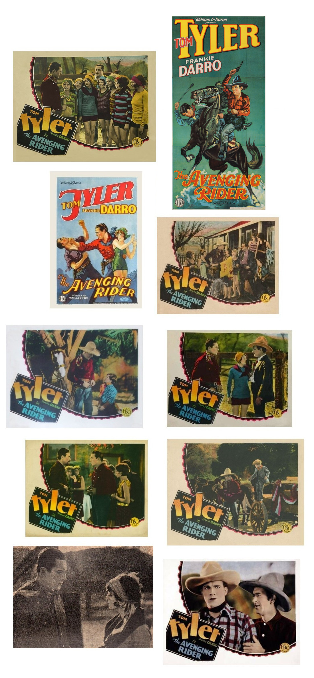 The Avenging Rider one sheet film still and lobby cards