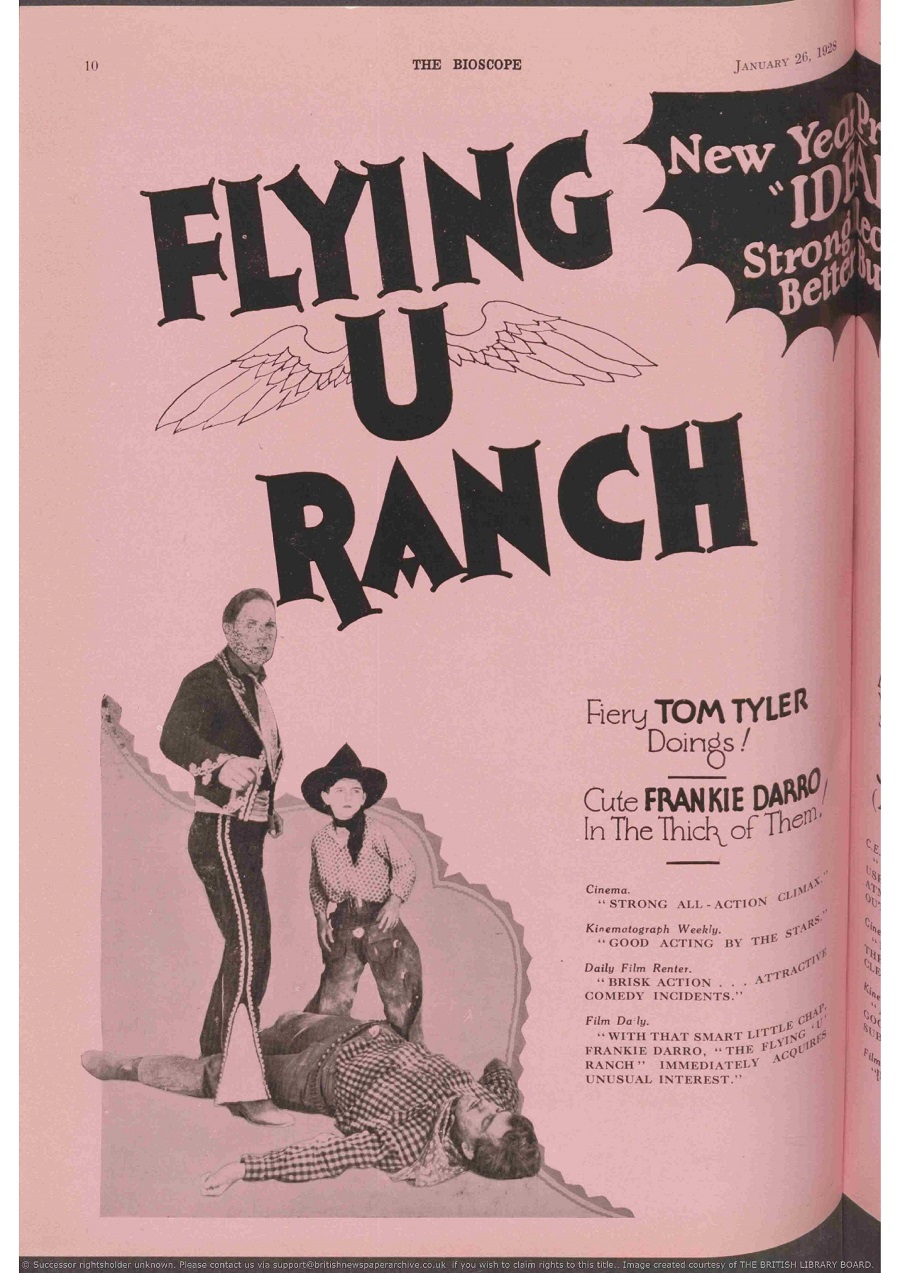 Flying U Ranch one page ad The Bioscope