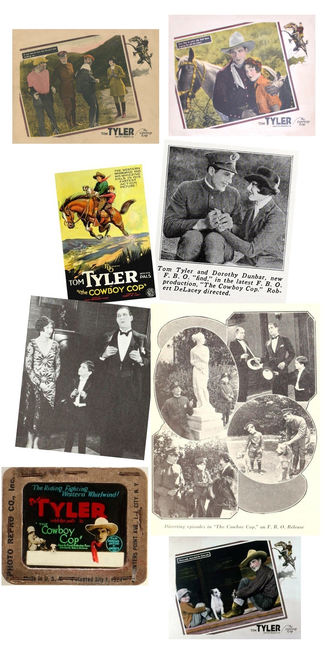 The Cowboy Cop film stills lantern slide lobby card and one sheet