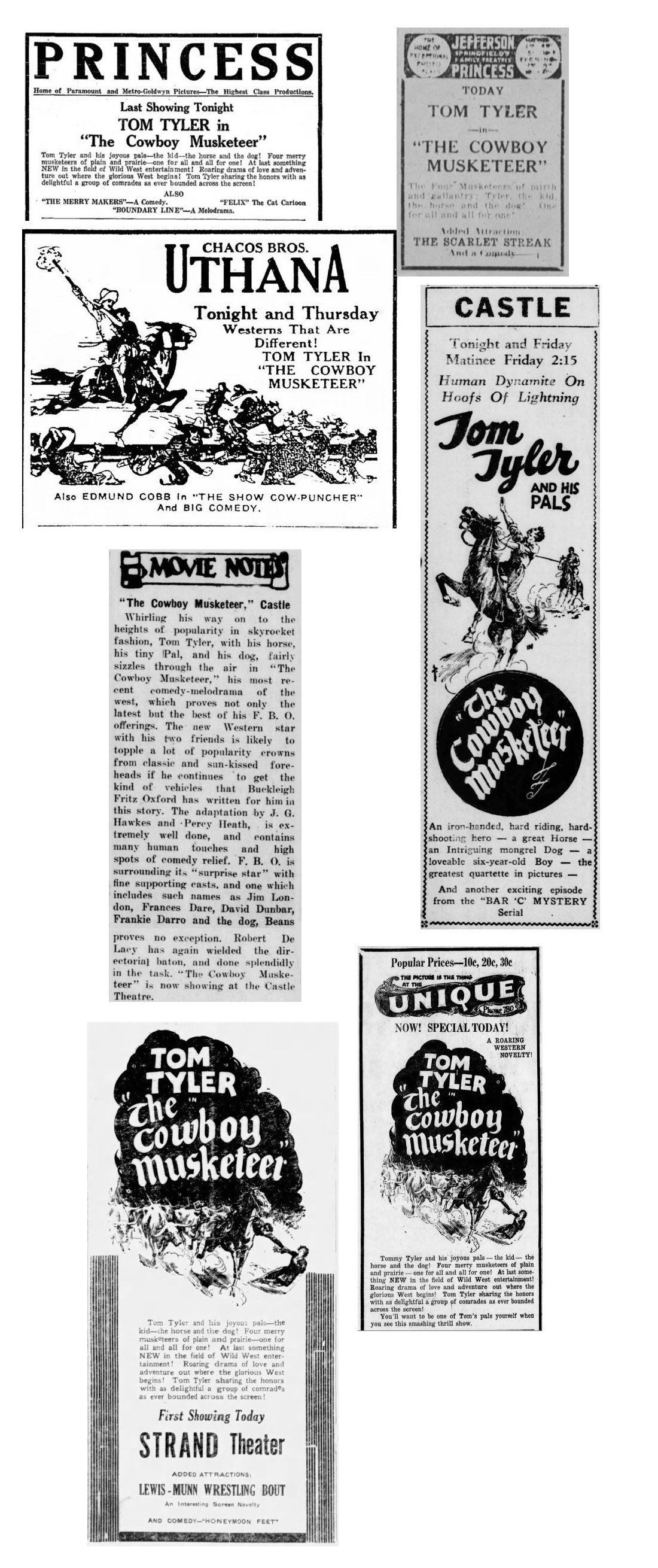 The Cowboy Musketeer cinema ads and film reviews