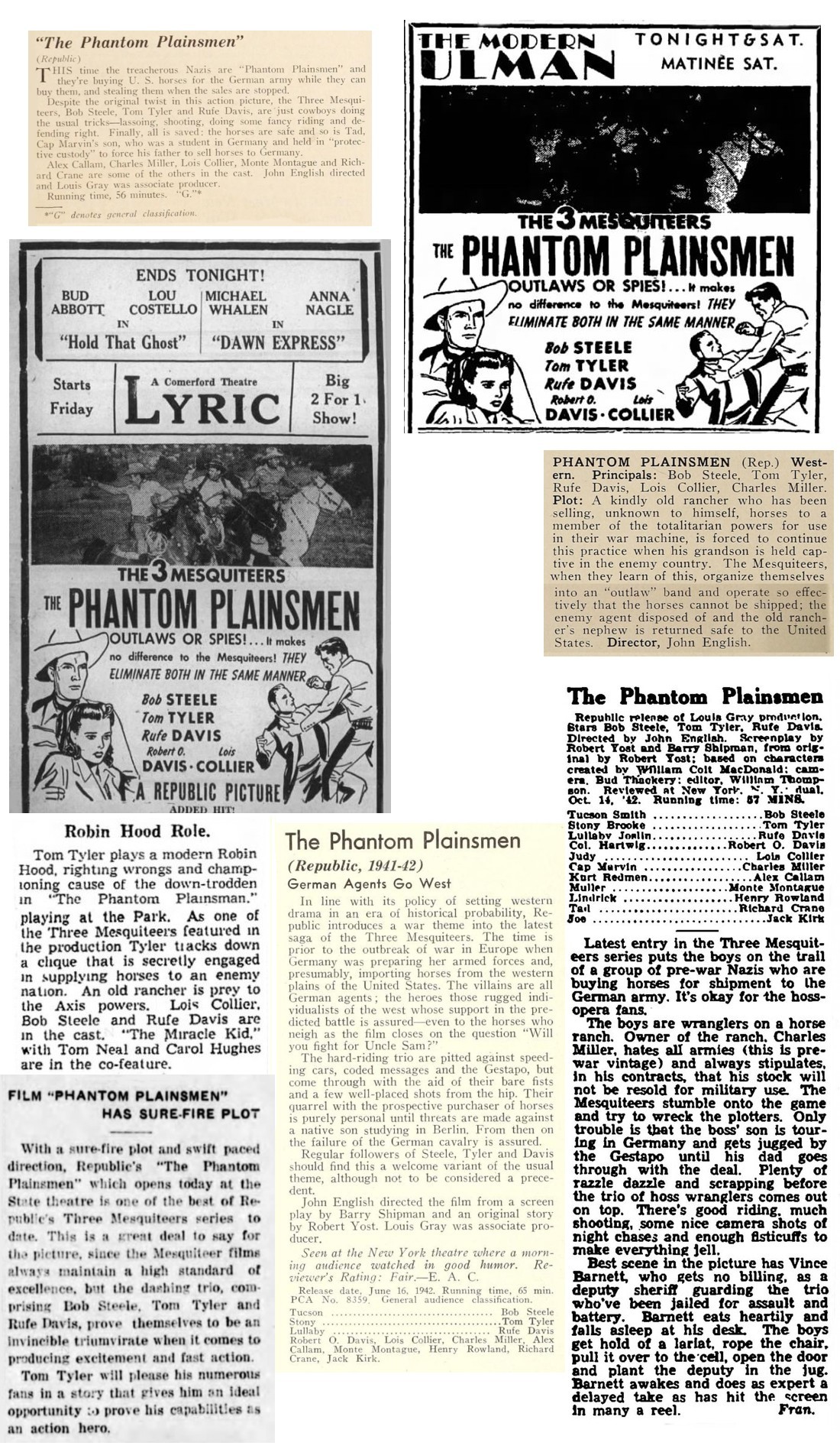 The Phantom Plainsmen film reviews cinema ads