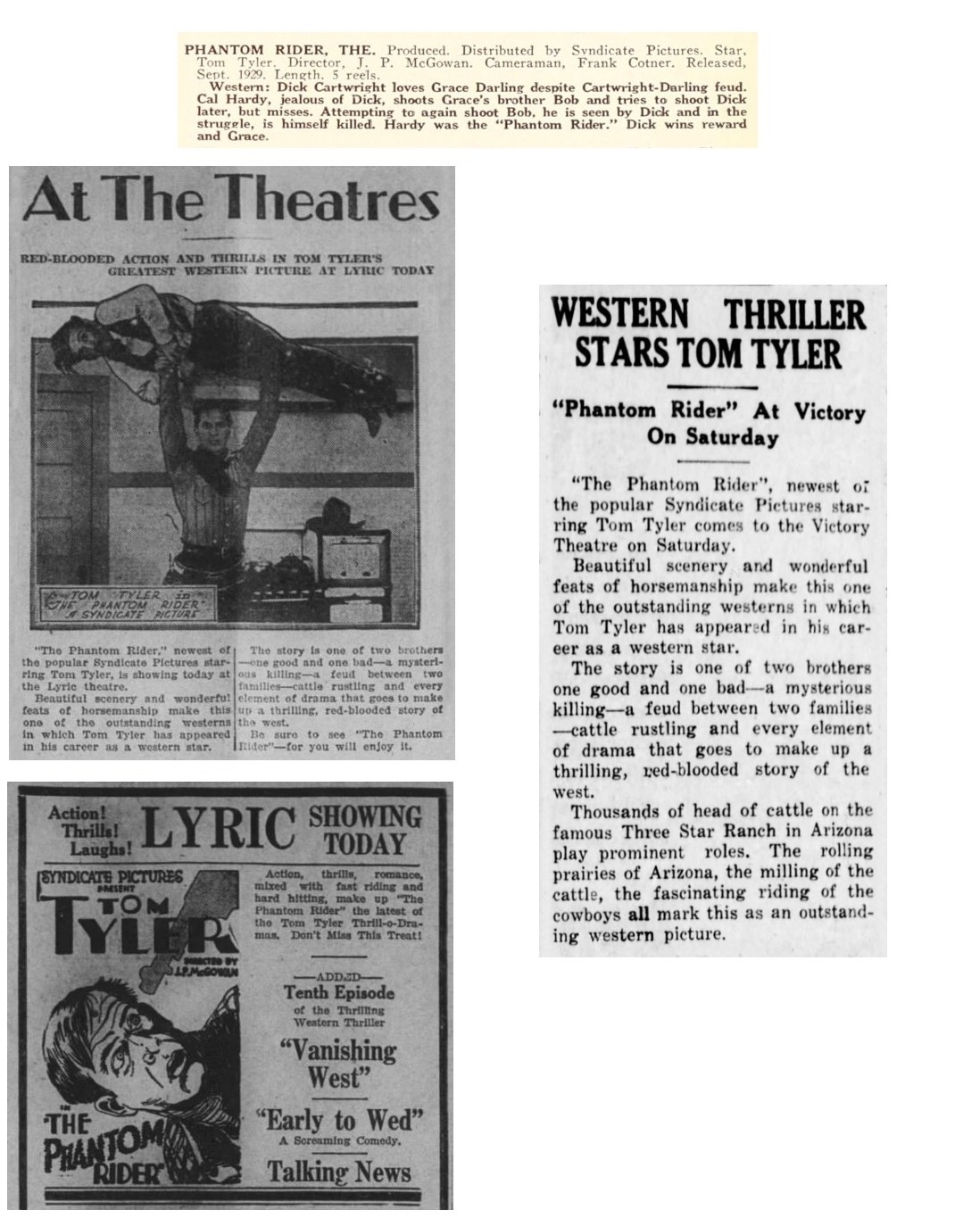 The Phantom Rider Republican and Herald Pottsville PA Jan 25 1930 cinema ads