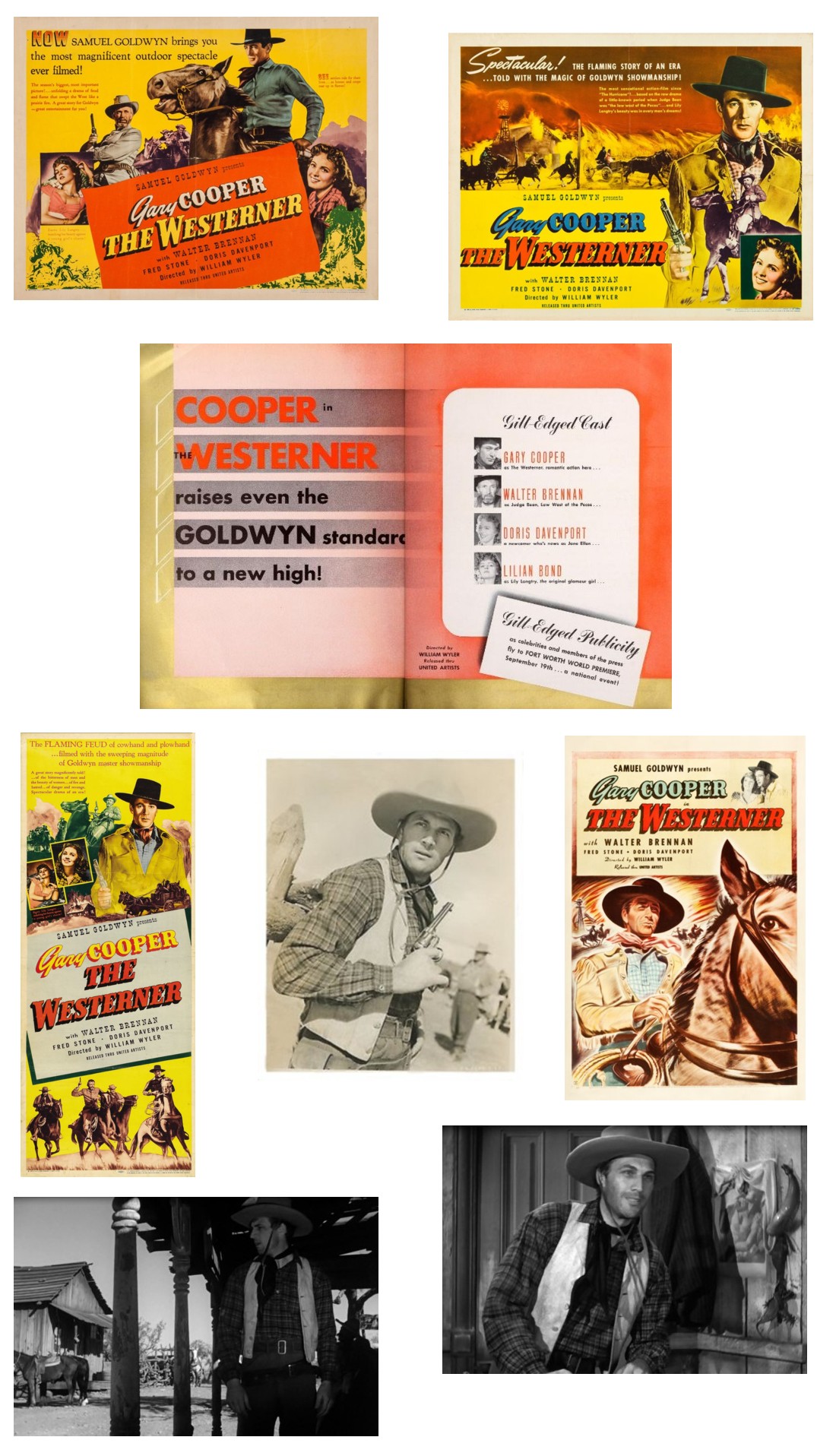 The Westerner lobby card half sheet two-page ad one sheet screencaps insert film