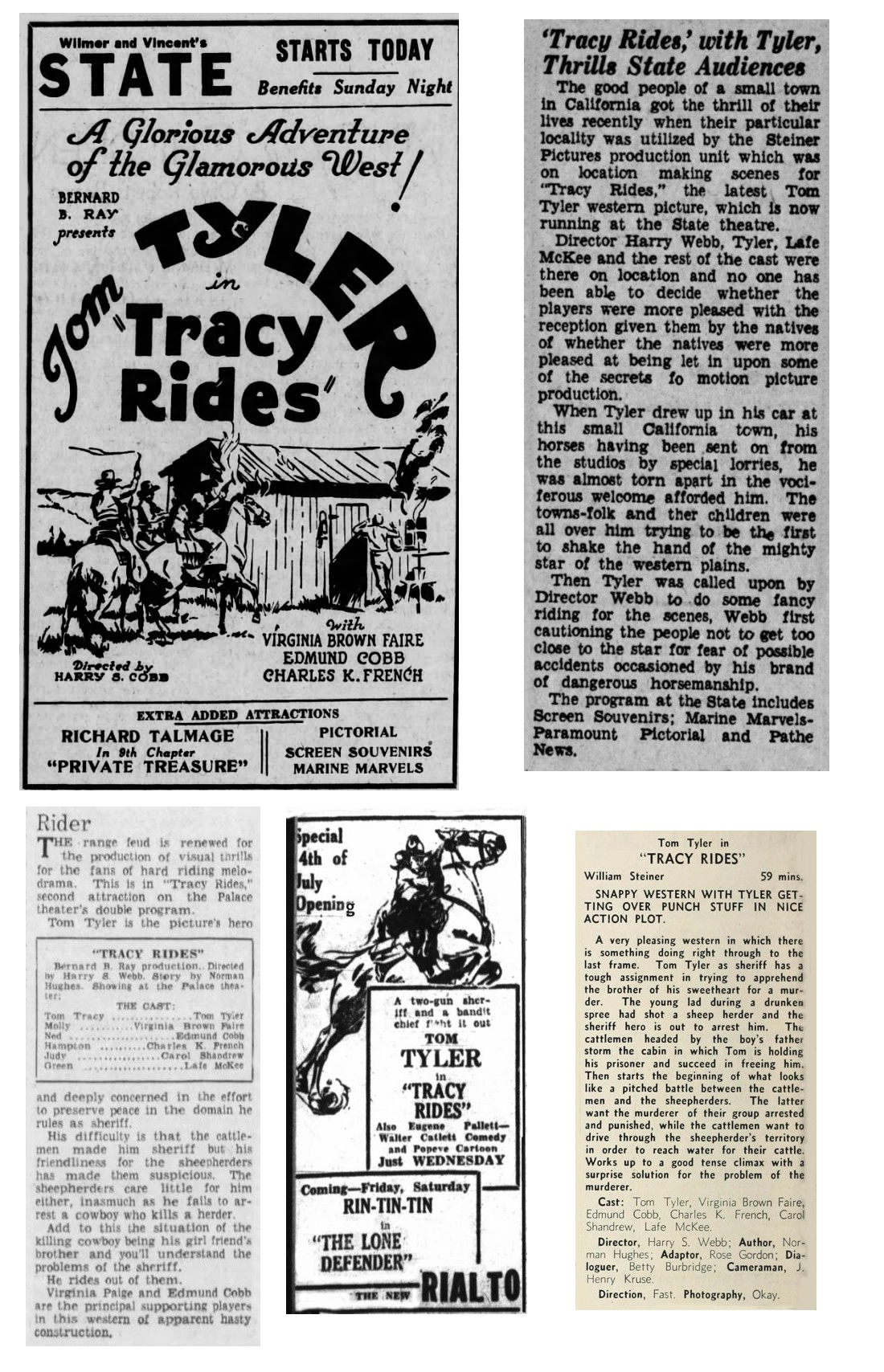 Tracy Rides film reviews cinema ads