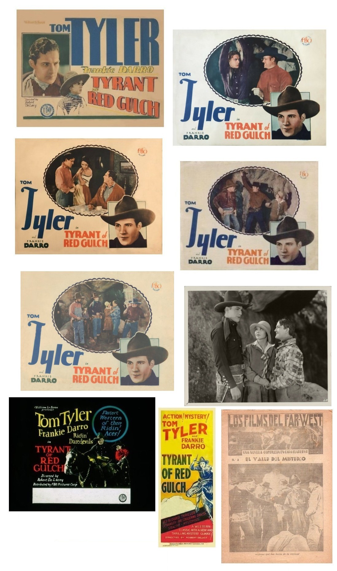 Tyrant of Red Gulch lobby cards lantern slide Spain film booklet Australia insert