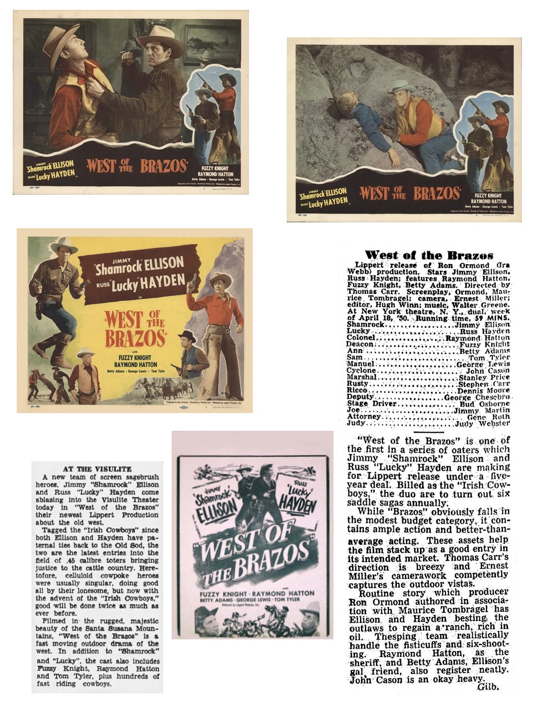 West of the Brazos lobby cards film reviews movie herald